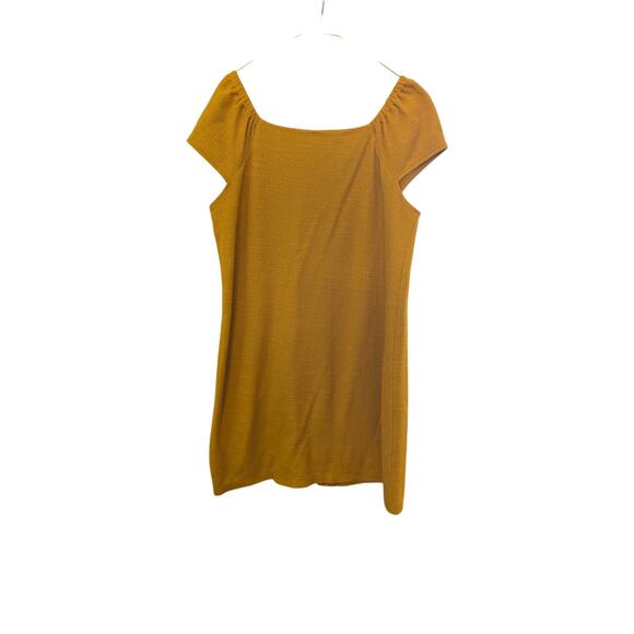 Madewell Mustard Button-Front Textured Thread Dress Size Large - Picture 4 of 4